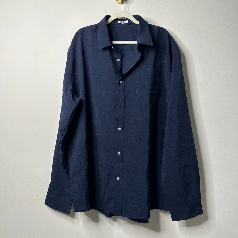 H2H Dark Blue Button Front Shirt Men's 3XL